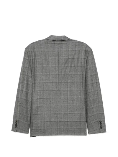 Canali Check-pattern Single-breasted Suit In Gray