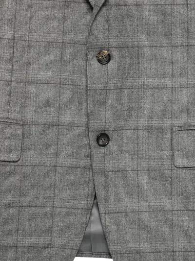 Canali Check-pattern Single-breasted Suit In Gray