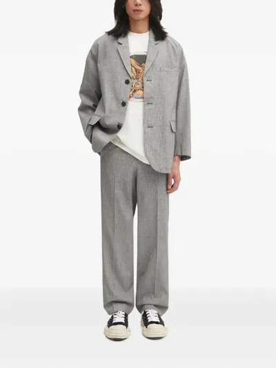 Visvim Micro-check Notched-lapels Suit In Gray