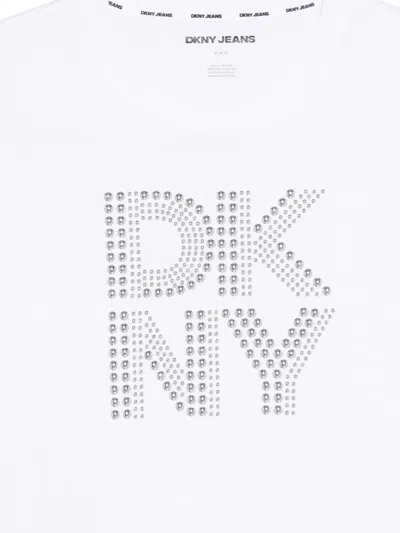 Dkny Crystal-embellished Logo-print T-shirt In Multi