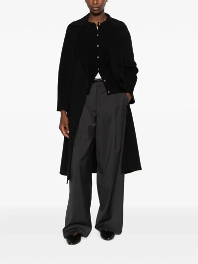 Max Mara Studio Double-drape Wool Cashmere Silk Jacket With Belt In Black