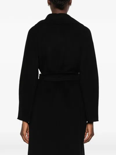 Max Mara Studio Double-drape Wool Cashmere Silk Jacket With Belt In Black