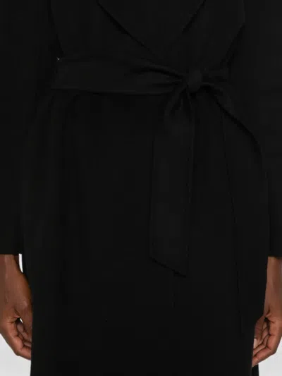 Max Mara Studio Double-drape Wool Cashmere Silk Jacket With Belt In Black