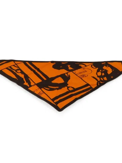 Pre-owned Hermes Triangle Scarf In Orange