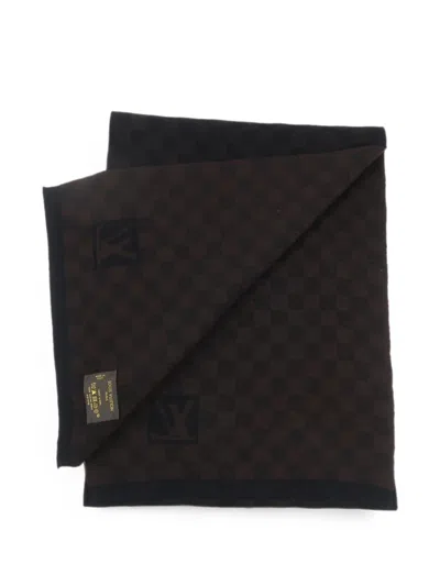 Pre-owned Louis Vuitton Patterned Wool Scarf In Black