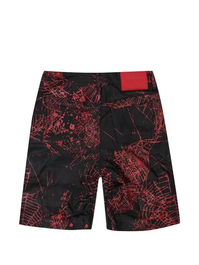 Sp5der Web V2 Leather Shorts In Black