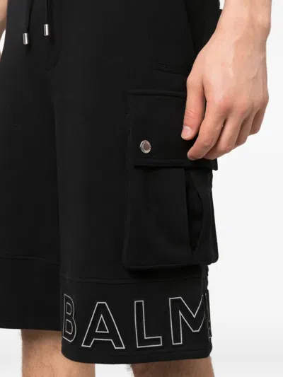 Balmain Drawstring Cargo Shorts In Black