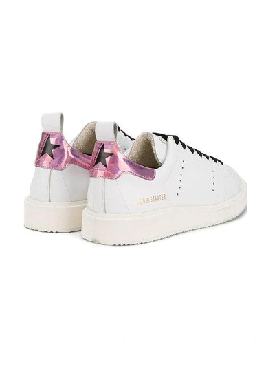 Shop Golden Goose White Pink Metallic Starter Sneakers