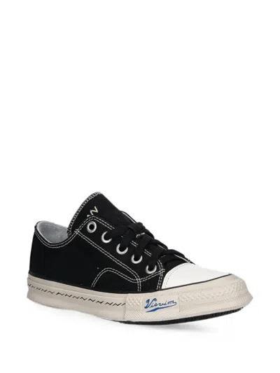 Visvim Contrast-stitch Logo-print Sneakers In Black