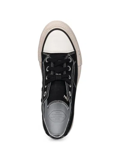 Visvim Contrast-stitch Logo-print Sneakers In Black
