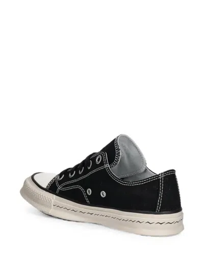 Visvim Contrast-stitch Logo-print Sneakers In Black