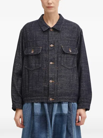 Visvim Tweed-effect Button-up Jacket In Blue