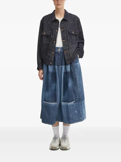 Visvim Tweed-effect Button-up Jacket In Blue