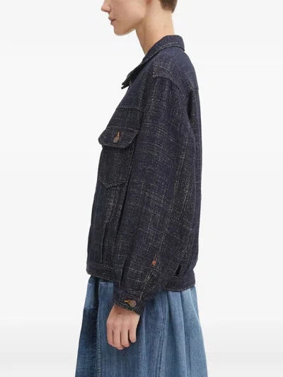 Visvim Tweed-effect Button-up Jacket In Blue
