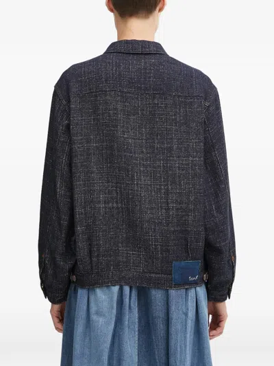 Visvim Tweed-effect Button-up Jacket In Blue