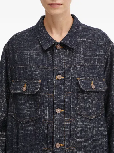 Visvim Tweed-effect Button-up Jacket In Blue