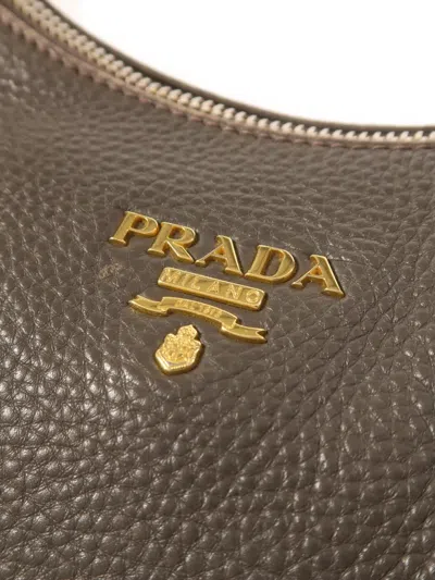 Pre-owned Prada Leather Shoulder Bag In Gray