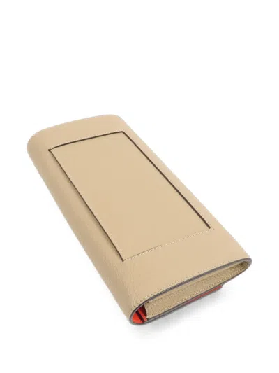 Pre-owned Celine Grained Leather Wallet In Neutral