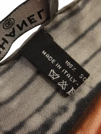 Pre-owned Chanel Cc Container-print Silk Scarf In Black
