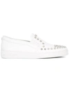 Michael Michael Kors Studded Slip-on Sneakers In Bianco