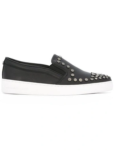 Michael Michael Kors Studded Leather Slip-on Sneakers In Black