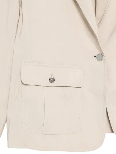Dkny Flap-pocket Single-breasted Blazer In Neutral