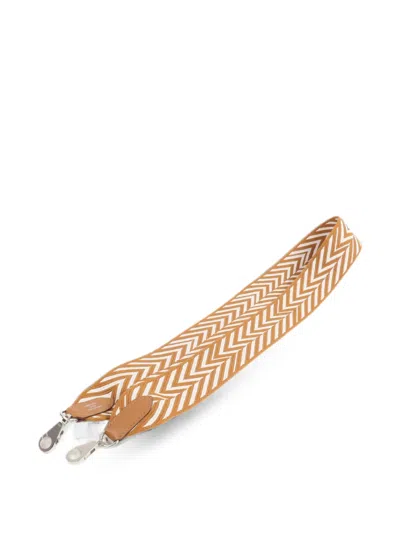 Pre-owned Hermes Sangle Zigzag Bag Strap In Neutral