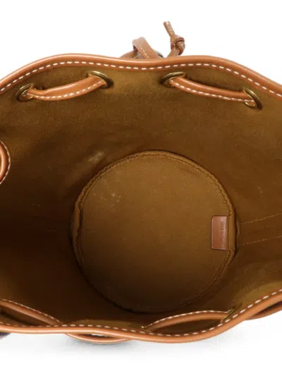 Pre-owned Celine Triomphe Drawstring Bucket Bag In Brown