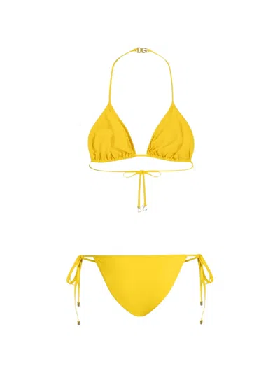 Dolce & Gabbana Triangle Bikini In Yellow