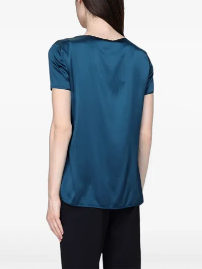 Max Mara Crew Neck T-shirt In Blue