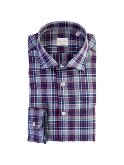 Brancaccio Check-pattern Button-down Shirt In Blue