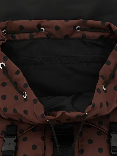 Ganni Brown Re-tech Printed Nylon Backpack In Brown