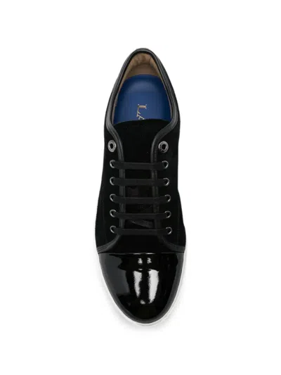 Lanvin Low-top Sneakers With Glossy Patent Toe Cap And Suede Upper In Black