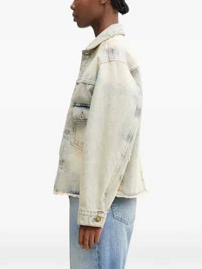 Kenzo Distressed-frayed Denim Jacket In Blue