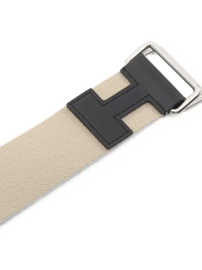 Pre-owned Hermes Nomad H-patch Belt In Neutral