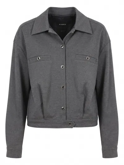 Pinko Single-breasted Casual Jacket In Gray