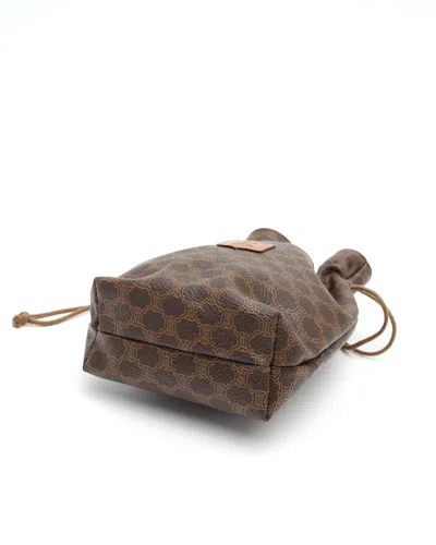 Celine Céline Macadam Drawstring Pouch In Brown