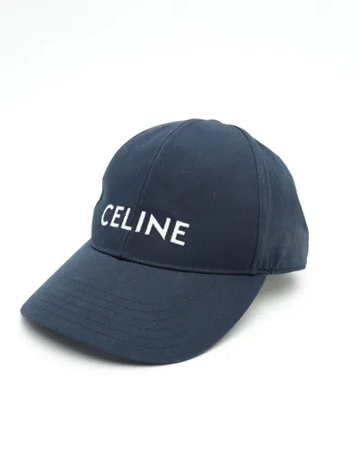Celine Céline Logo Baseball Cap, Size S In Blue