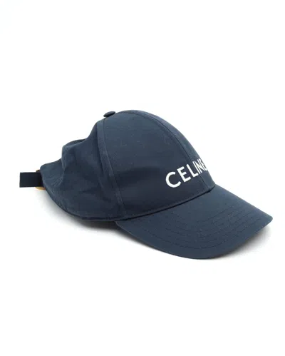 Celine Céline Logo Baseball Cap, Size S In Blue