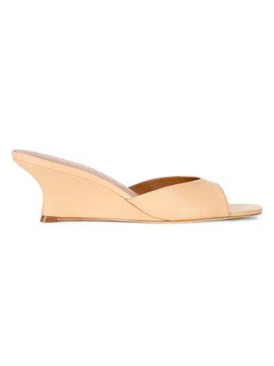 Staud Brigitte Leather Wedge Mules In Neutral