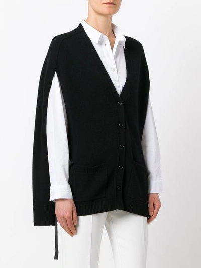 Shop Dorothee Schumacher Cashmere Lace Up Slit Sleeves Cardigan In Black