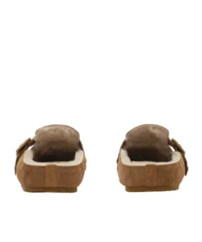 Burberry Check-pattern Buckle-fastening Slippers In Brown