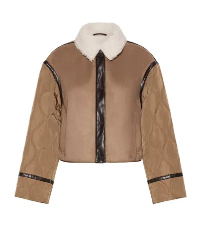 Weekend Max Mara Quilted Shearling-collar Jacket In Brown