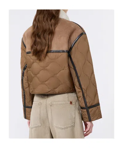 Weekend Max Mara Quilted Shearling-collar Jacket In Brown
