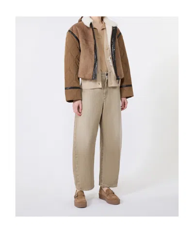 Weekend Max Mara Quilted Shearling-collar Jacket In Brown