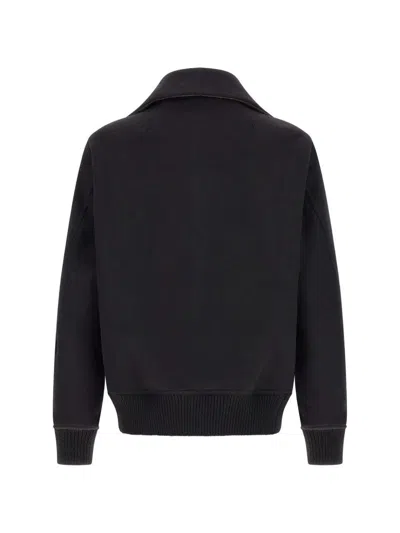 Rick Owens Black Rain Bomber Jacket With High Neck And Functional Pockets In Black