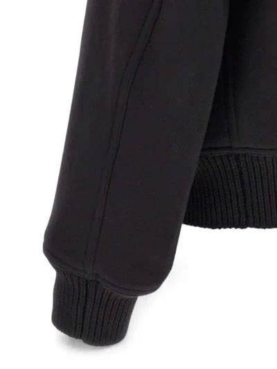 Rick Owens Black Rain Bomber Jacket With High Neck And Functional Pockets In Black