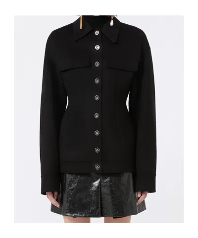 Sportmax Spxarena Tailored Virgin Wool Jacket With Sculpted Silhouette In Black