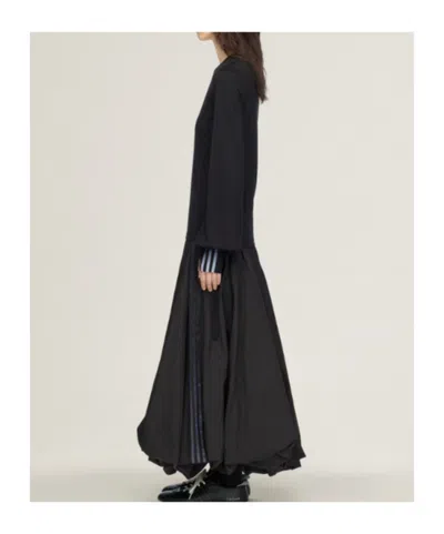 Y-3 Wool Cinched Drape Long Sleeve Long-sleeve Top In Black