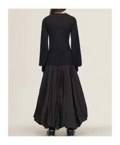 Y-3 Wool Cinched Drape Long Sleeve Long-sleeve Top In Black
